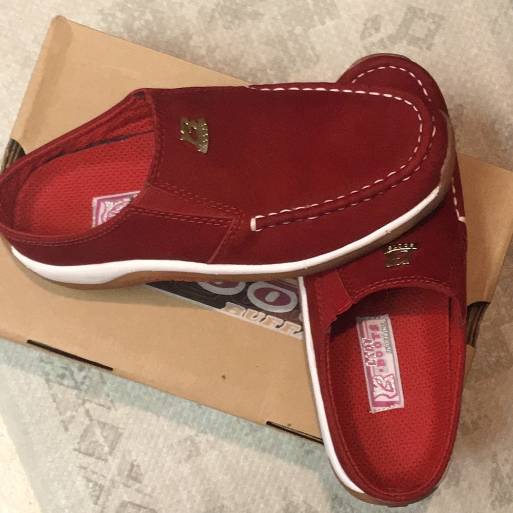 “NWT” Red Suede Slip-in Mule/Clogs “Lady Boots” brand